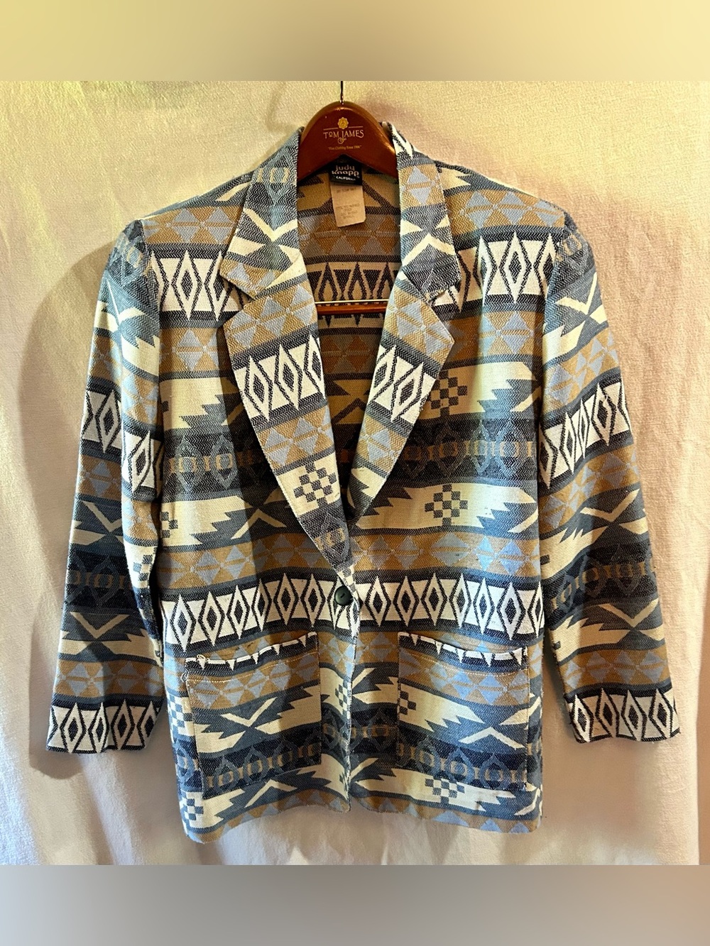 Judy Knapp California Aztec Southwestern Tapestry Blazer Sz S Vintage
